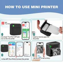 Mini Printer, Portable Inkless Thermal Printer, Suitable For Photos, Diaries, Notes And Memos, Home, School, Office And Creative Organization - Multicolor - View 6