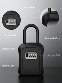 A Black Portable Password-Protected Safe Box, Can Be Hung For Anti-Theft Storage, Small Safe Storage Box For Valuables. Suitable For Temporary Storage During Renovations. - A - View 4