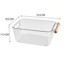 31.6x16.5x11.5 Cm Clear Plastic Rectangular Storage Basket With Handle, Organizer Bin For Bathroom, Countertop, Vanity - A - View 5