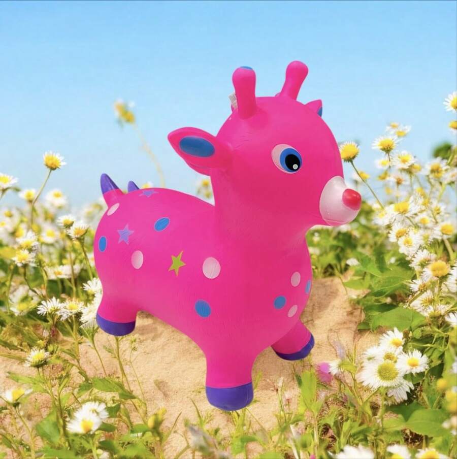 1 Piece 60*54*40cm, 1350g. Musical Inflatable Jumping Deer - Space Hopper With Handle + Ride-On Animals (Bounce Friends Set) Inflatable Jumping Horse - Space Hopper With Handle, Ride-On Animals And Bounce Inflatable Jumping Horse: Space Hopper + Ride-On Animals (Bounce Friends) - Pink - View 1