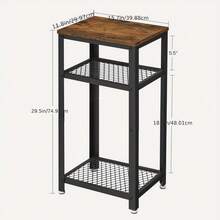 3-Tier Rustic Brown And Black Side Table – Compact End Table With Two Open Shelves For Living Room, Bedroom, Office Or Kitchen Use – Versatile Small-Space Furniture Piece - Rustic Brown and Black - View 4