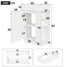 55 Cm Freestanding Bathroom Vanity With Ribbed Wood-Look Finish, High-Quality Ceramic Sink, Removable Toilet Paper Holder, And Thoughtful Storage – Without Faucet, Grey - 白色 - 查看 5