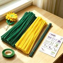 [Customer Favoriate]112pcs Craft Supplies Ultra Dense Chenille Stems, Multi-Color, Including 100pcs Pipe Cleaners, 10pcs Flower Stems, 1pc Floral Tape& 1 Tutorial Video, For DIY Handmade, Chenille Stems Flower Set, Christmas Pipe Cleaners Craft Set - DIY Bouquet Kit - View 23