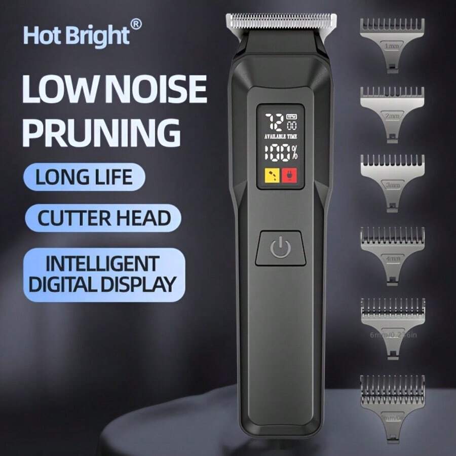 新款男士理髮器,低噪音,USB充電,LCD螢幕顯示,6個梳理導向,電動理髮器套組,適合居家使用與送禮 - 多色 - 查看 1