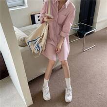 New Spring/Autumn Women's Clothing Simple Elegant Loose Versatile Mid-Length Long Sleeve Shirt - Pink - View 4