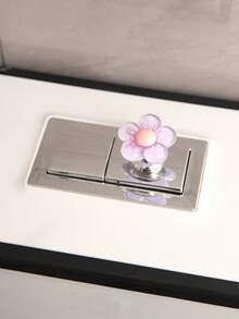 2/1pc Elegant Flower-Shaped Toilet Flush Button, Drill-Free Installation, Suitable For Bathroom Decor - Multicolor - View 7