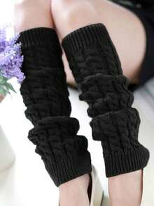 Fluffy Wool Twisted Knit Warm Leg Warmers, Y2K Comfortable Style - Multicolor - View 6