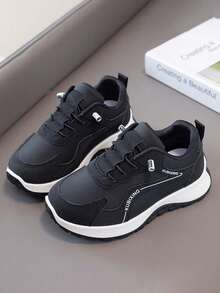 1 Pair Soft Sole Non-Slip Fashion Versatile Outdoor Casual Sports Shoes With Hook And Loop Closure For Little Girls And Boys, Suitable For Spring And Autumn - Black - View 15