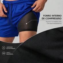 2-In-1 Double Sports Dry Fit Shorts With Pocket Gym Shorts Sports Shorts - 寶藍色 - 查看 4