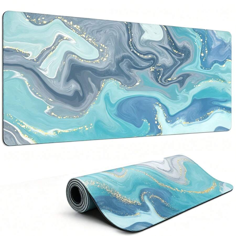 Gaming Mouse Pad, Gray Green Fluid Pattern Mouse Pad , Large Extended Computer Mouse Mat Keyboard Full Desk Mousepad For Keyboard And Mouse, For Home And Office Use - View 1