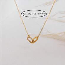 TUANZISP 1 Pieza Collar De Doble Círculo Dorado Con Diseño De Circonia Cúbica Brillante Para Mujeres, Regalo De Moda Y Personalizado Para Citas - Dorado - Ver 2