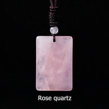 1PC Natural Crystal Pendant Blank No Carving Flat Crystal Tag Pendant, Adjustable Braided Rope Worry Stone Chakra Healing Crystal Sweater Chain Jewelr - Wu Shi Pai Round Bead Pendant - View 12