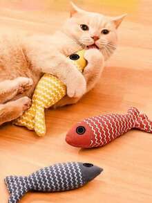 1PC Cat Toy - Cat Fish-Shaped Chew Toy, Suitable For Cat Entertainment And Interaction. The Toy Features A Soft Realistic Design, Mimicking Fish Shape, Effectively Training Kittens' Hunting Skills, Making It A Great Educational Play Companion For Cats. - Multicolor - View 6