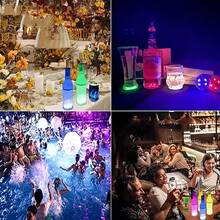 24pcs RGB LED Coasters With Adhesive Backing, 7-Color Flashing Reusable Light-Up Coasters For Wine Bottles, Cups, Vases, Glowing Bar Decor Gifts, Suitable For Party Lovers, Nightclub, Wedding, Holiday Atmosphere Decoration, Night Light LED Decor - Coaster - View 6
