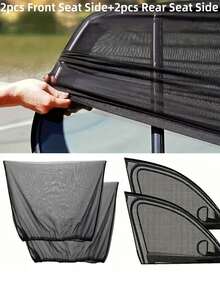 Car Window Sunshade Set, UV Protection, Front And Rear Window Privacy Shades, Suitable For Sedan And SUV, Easy Installation, Breathable Mesh Material, Blocks Harmful UV Rays, Provides Sun Protection And Privacy - Multicolor - View 1