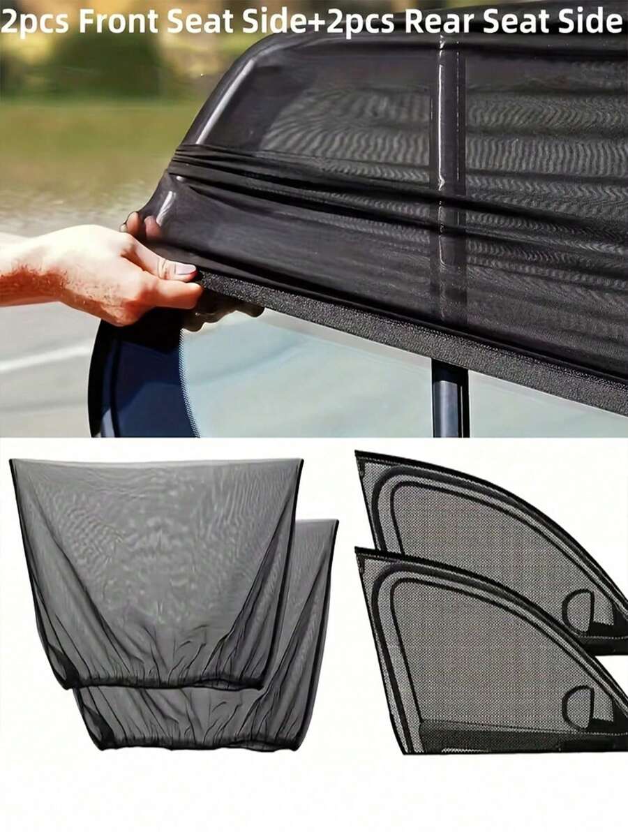 Car Window Sunshade Set, UV Protection, Front And Rear Window Privacy Shades, Suitable For Sedan And SUV, Easy Installation, Breathable Mesh Material, Blocks Harmful UV Rays, Provides Sun Protection And Privacy - Multicolor - View 1