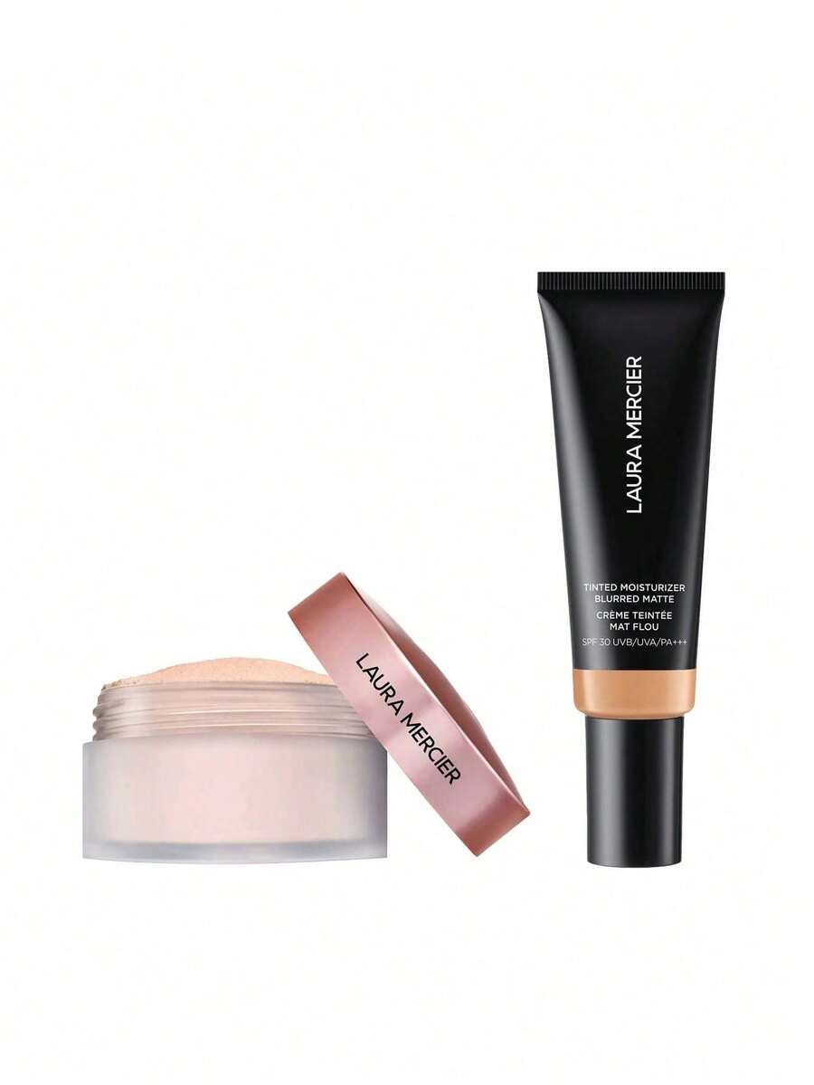 Laura Mercier [حزمة] مسحوق تثبيت شفاف فضفاض نغمات وردية 6 جرام + مرطب ملون مطفي غير دهني SPF 30 UVB/UVA/PA+++ 3W Palomino 45 مل - روز + 3 واط بالومينو - مشاهدة 1