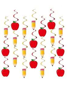 16/2pcs-Back To School Party Decorations, Apple Pencil Spiral Ornament, Rotating Apple And Pencil Garland, No Power Required, Suitable For Classroom, Home Or Office Decoration, Back To School Season Theme Party Welcome Decoration - Pencil Apple Spiral - View 7