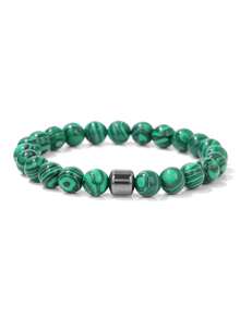 8mm Men's Natural Stone Energy Bracelet, Elastic Cord Beaded, Hematite, Malachite, Tiger Eye, Turquoise, Shoushan Stone, Multiple Styles Available - Energy Bracelet - View 14