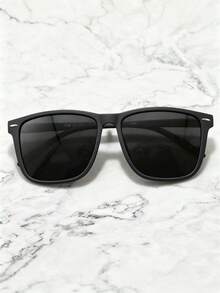 1 Pair Matte Black Square Frame Versatile Outdoor Accessories Daily Wear Simple Elegant Decorative Glasses - 彩色 - 查看 3