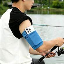 1pc Unisex Portable Sports Running Yoga Fitness Gear Key Card Storage Multifunctional Phone Arm Bag Sleeve Protector Wrist Bag Elbow Sleeve - Blue - View 2
