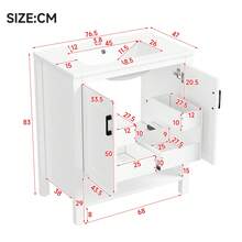 76.5 X 47 X 83, Freestanding Vanity, Fully Painted, Double-Door Cabinet, Multi-Size Storage, Integrated Ceramic Sink, Open Shelving, White. - 1 - View 3
