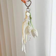 Elegant Tulip Lace Phone Charm, Korean Style Sweet Fresh Floral Keychain Bag Pendant Accessory - Multicolor - View 7