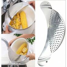 Stainless Steel Strainer, Fruit And Vegetable Colander, Kitchen Vegetable Washing Strainer, Pot Edge Overnight Filter, Residue Filter, Kitchen Gadget - View 7
