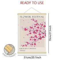 1pc Spring Floral Canvas Poster, Japanese Cherry Blossom Art Print, Modern Retro Wall Art Decor, Frameless Garden Art, Suitable For Living Room, Bedroom, Kitchen, Bathroom, Home Office, Indoor Use, Artistic Landscape Theme, Ink Material, Vertical Orientation - Multicolor - View 16