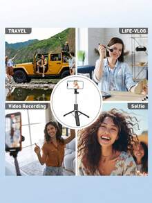 1 buah Tripod Tongkat Selfie, Stand Teleskopik yang Dapat Diperpanjang 130cm dengan Lampu Pengisi, Sudut yang Dapat Diatur 360°, Kontrol Jarak Jauh Nirkabel Bluetooth untuk Pemotretan Jarak Jauh, Aksesori Portabel untuk Fotografi Perjalanan dan Siaran Langsung Dalam Ruangan - Satu-Ukuran - View 5