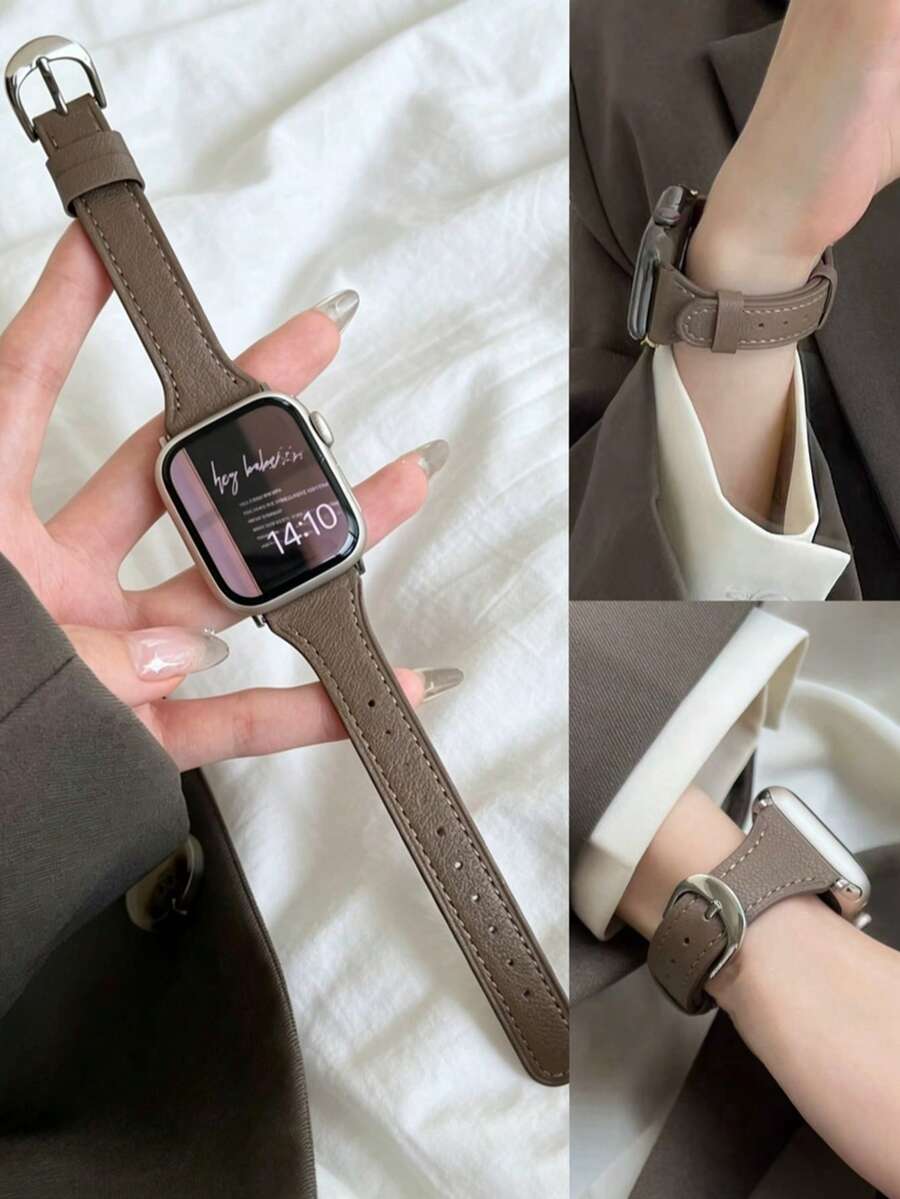 1件女款 PU 圓形錶帶,適用於 38MM 40MM 41MM 42MM 44MM 45MM 46MM 49MM Ultra 11/10/9/8/7/6/5/4/3/2 SE - Grayish Brown - 查看 1
