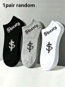 1/5/10/15 Pairs Men's Dollar Letter Pattern Boat Socks, Soft Fashionable Breathable Sweat-Absorbing Short Socks, Street Style, Unisex, Suitable For Daily Wear, All Seasons - Multicolor - View 13
