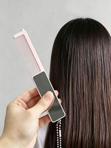 2-In-1 Portable Folding Hair Comb With Mirror, Mini Pocket Hair Comb With Transparent Mirror, Lightweight Travel Makeup Comb With Bead Chain, Compact Thin Design Easy To Store, Essential For Travel And Vacation - Folding Comb With Mirror - View 4