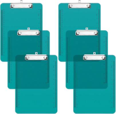 Piasoenc 6 Pack Plastic Clipboards, 8.5 X 11 Clip Board With Ruler,Teal | Translucent Clear, Letter Size 9 X 12.5 In For Nurses, Student, Teacher
