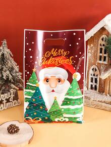 10/20/50pcs Christmas Gift Bags,Cute Santa Xmas Tree Pattern Goodie Bags,Xmas Tote Bags For Gift Wrapping,Holiday Party Favor Bas For Family Gathering - Multicolor - View 7
