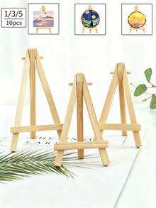 10pcs Wooden Easel Frame Wedding Table Number Card Holder Photo Display Stand, Handmade Painting Art Supplies Home Decor, Natural Wood Tripod Display Stand Conference Wedding Table Card Holder Display Stand Painting Craft - Multicolor - View 1