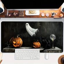 Large Non-Slip Gaming Desk Mat, Mouse Pad, Featuring Halloween Black Cat, Ghost And Pumpkin Design, Perfect For Computer And Keyboard; Durable Office Accessory And Great Gift Choice Room Decor Home Decor Halloween Decor - Mouse Pad / Desk Mat - View 14