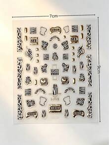 1pc Aesthetic Y2K Animal Pattern Decorative Sticker, Metallic Gold Asymmetric Design, Suitable For Laptop, Camera, Instant Camera, Phone Case, Earphone Case, Water Bottle, Storage Box, Home Decor - E - View 7