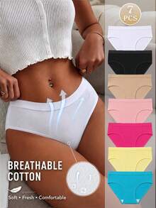 7pcs/Pack Women's High Elasticity Soft Breathable Low-Rise Underwear Panties - Multicolor - View 11