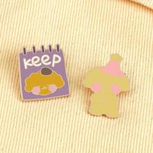 1Pc Of Soft And Cute Party Puppy Calendar Cute Pet Cartoon Pattern Enamel Brooch Suitable For Young Students Backpack Jacket Healing Decorative Brooch - Multicolor - View 5