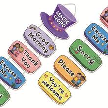1pc Classroom Word Cards & Banner Set - English Polite Expressions Learning Flash Cards, Bulletin Board Decor Bunting Flags For Kindergarten Preschool - Bunting - View 8