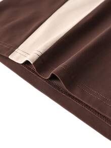 3pcs Men's Patchwork Loose Drop Shoulder Crew Neck Long Sleeve T-Shirts - Brown - View 4