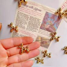 5/10/15pcs Cute Gold Balloon Dog Fridge Magnets, Mini Refrigerator Magnets, Fun Fridge Accessories Kitchen Decor - Gold - View 3