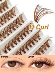 180 PCS Brown Lash Clusters 40D Pro Cluster Eyelashes D Curling Volume Lashes Fluffy Soft Wispy Lashes Extension Makeup Tool - D - 查看 4