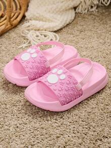 1 Pair Pink Summer Baby Girl Sandals, Comfortable Fashion Casual Versatile Slippers, Lightweight Soft - Pink - View 1