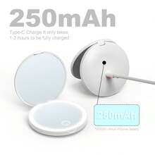 Rechargeable Portable LED Makeup Mirror, Solid Color Light Handheld 2X Magnifying Mirror, Adjustable Fill Light, Compact Foldable With Light - White - View 9