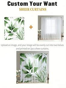 2件組可客製化透視窗簾，適用臥室客廳居家裝飾，穿桿式2件套，DIY任意圖案，多種尺寸可選 - 混合 - 查看 6