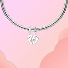 1Pc Pink Mother'S Day Gift Love Best Mom Daughter Hug Mom Pendant Charm Fit Original Bracelet Necklace Silver Plated Beads For Diy Jewelry Making Gift - Silver - View 10