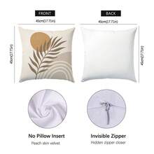6pcs Minimalist Daily Abstract Coffee-Colored Leaf Geometric Pattern Cushion Covers, Single-Sided Printed Peach Skin Velvet Material, 45*45/50*50/40*40CM Pillow Covers Suitable For Modern Minimalist Sofa Living Room Decoration, Gift Giving, Party Decoration - Multicolor-6PC - View 2
