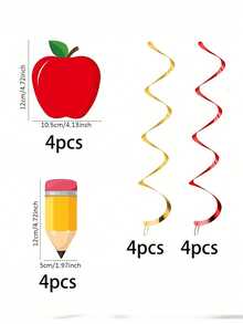 16/2pcs-Back To School Party Decorations, Apple Pencil Spiral Ornament, Rotating Apple And Pencil Garland, No Power Required, Suitable For Classroom, Home Or Office Decoration, Back To School Season Theme Party Welcome Decoration - Pencil Apple Spiral - View 8